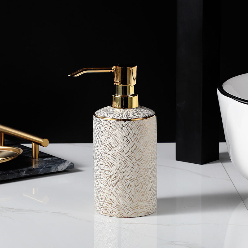 Ceramic Bathroom Accessories Set – Hand Sanitizer, Soap Dish & Mouthwash Cup