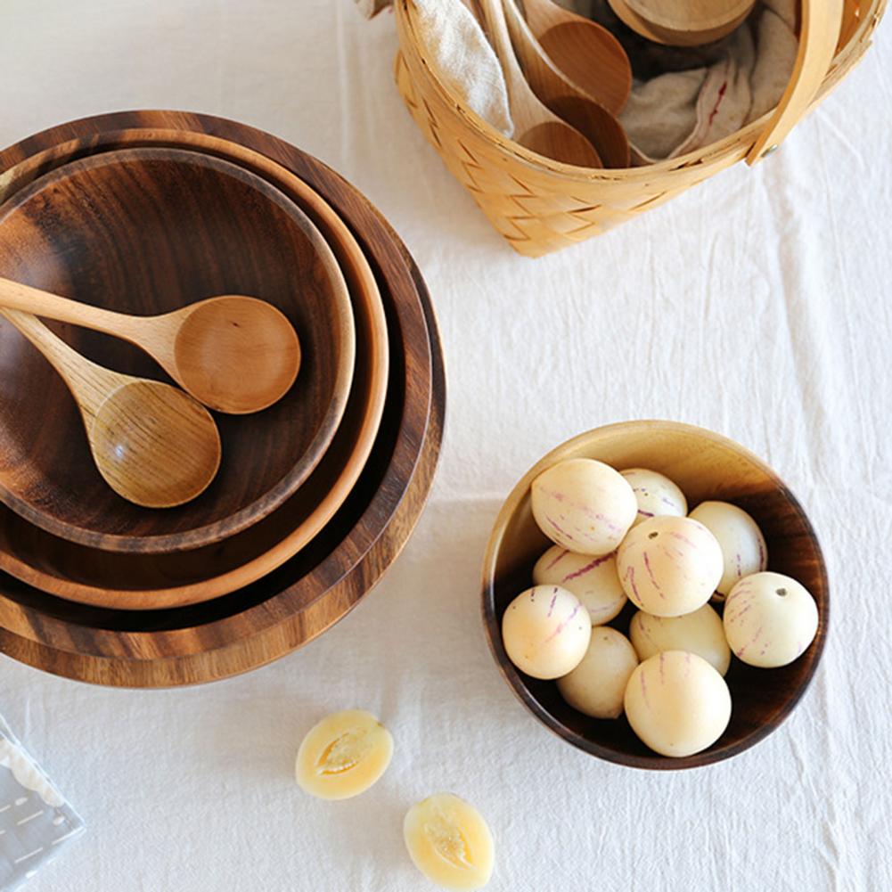 Natural Wooden Bowl – Handmade Japanese-Style Fruit & Salad Bowl